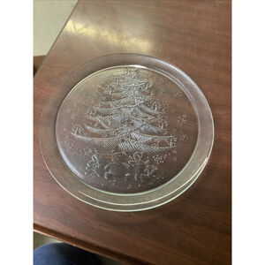 Vintage Christmas Serving Platter Tray Duralex Glass Made In France 13"